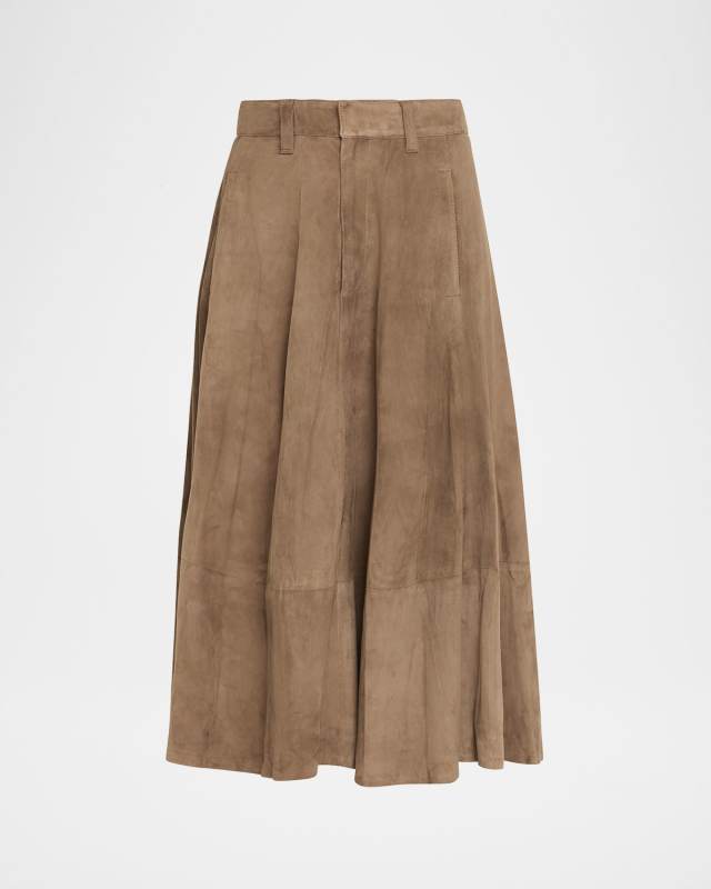 Suede Midi Circle Skirt